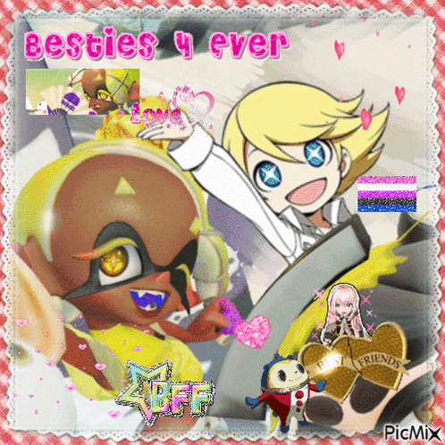 a picture of a boy and a girl with the words besties 4 ever