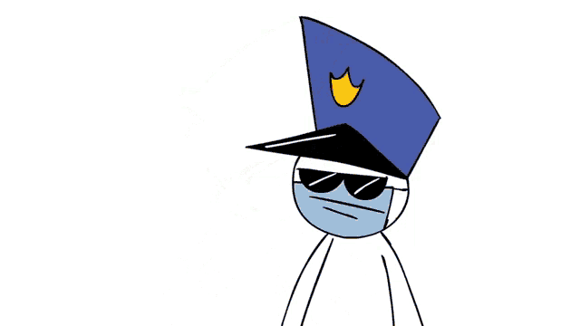 a cartoon of a police officer wearing a mask and sunglasses