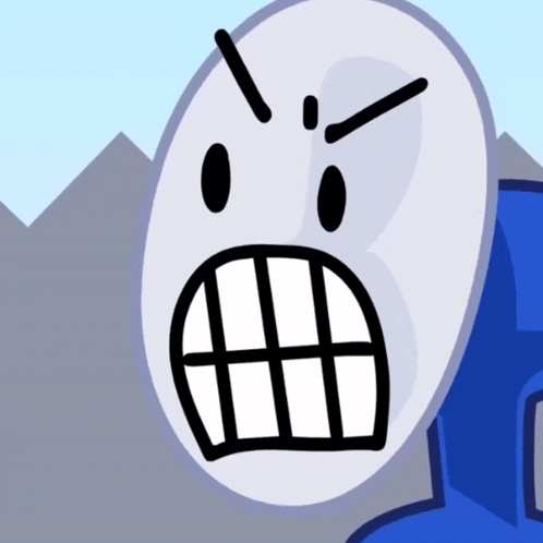 a cartoon character with a very angry face and teeth