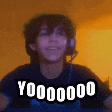 a person wearing headphones and a shirt that says yoooooo