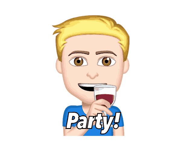 a cartoon man is holding a glass of wine