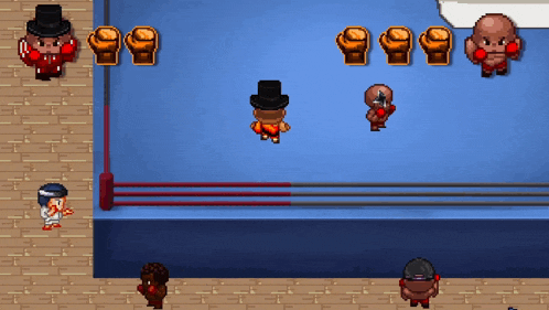 a boxing ring with a few fighters in it
