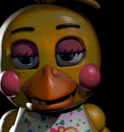 chica the chicken from five nights at freddy 's has pink cheeks and blue eyes