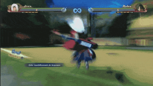 a screenshot of a video game with jiraiya and madera on the screen