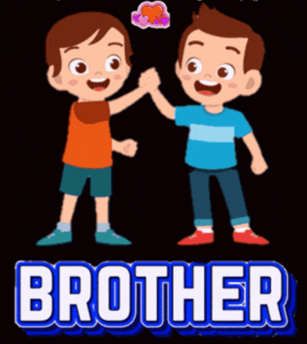 two boys are giving each other a high five and the word brother is above them