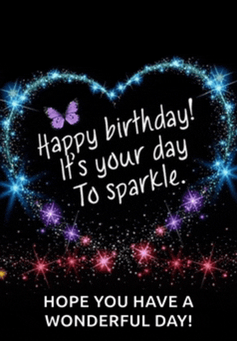 a birthday card that says happy birthday it 's your day to sparkle hope you have a wonderful day !