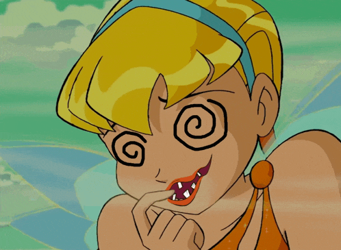 a cartoon of a fairy with a swirl around her face