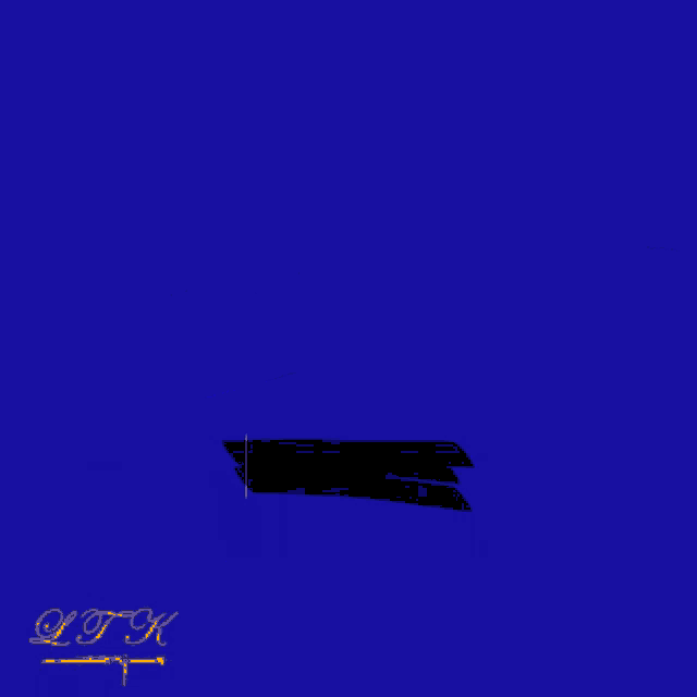 a blue background with a yellow square and the words on la