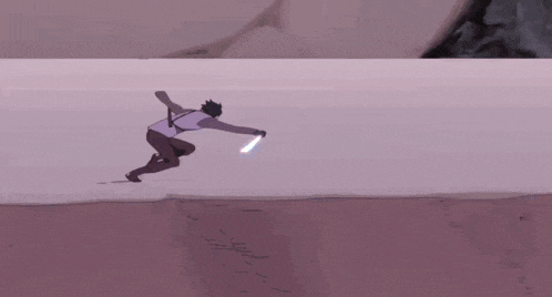 a person is running on a pink surface .