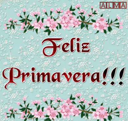 a card that says feliz primavera with pink flowers