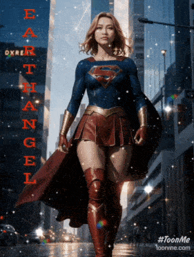a poster of a woman in a superman costume with the words earth angel on it