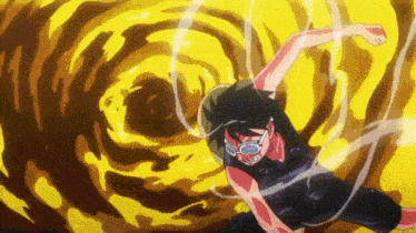 a man in a black shirt is surrounded by a swirl of fire