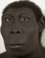 a close up of a man 's face with a monkey 's face on it .