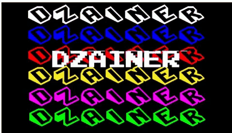 the word dzainer is displayed in different colors