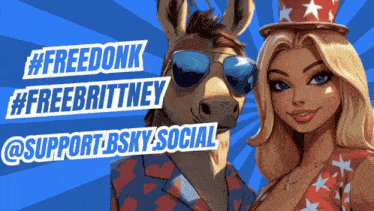 a cartoon of a donkey and a woman with the words #freedonk #freebrittney