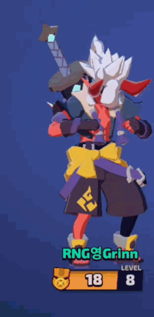 a cartoon character with the name rng grinn on the bottom