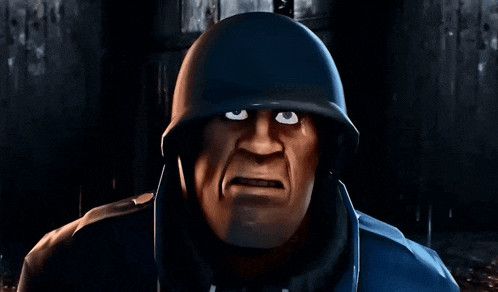 a cartoon soldier is wearing a helmet and a scarf