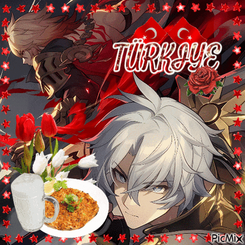 a picture of a knight and a plate of food with the word turkeye written on it