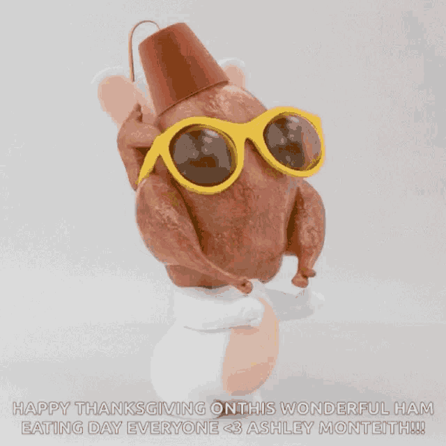 a picture of a turkey wearing sunglasses and a hat