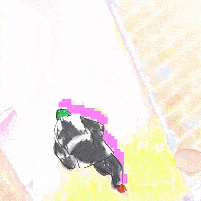 a drawing of a person holding a sniper rifle with a blurry background
