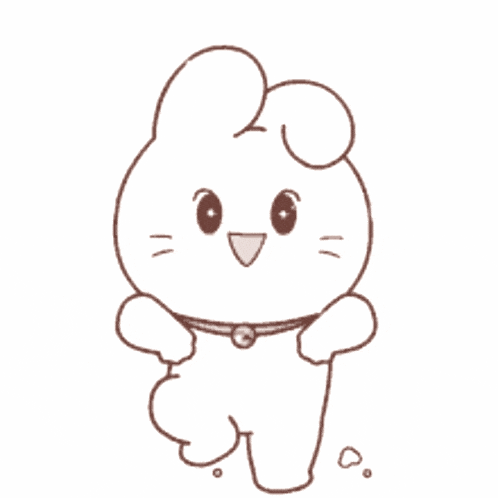 a drawing of a bunny with chinese writing behind him