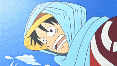 monkey d luffy from one piece is wearing a hat and a scarf around his head