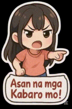 a cartoon girl is pointing at something and says asan na mga kabaro mo