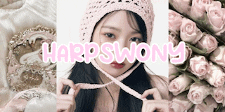 a girl wearing a pink hat with the word harpswony written on it