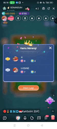 a screenshot of a game that says kamu menang on the bottom