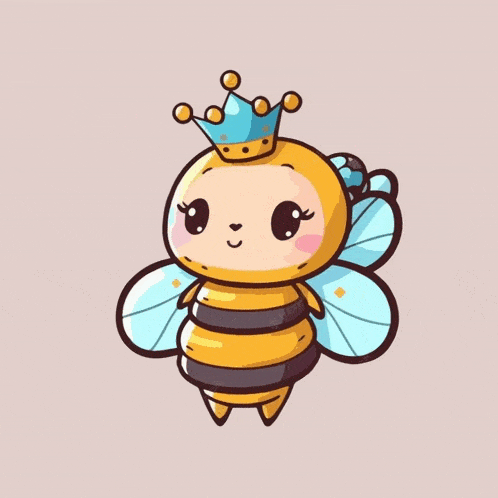 a cartoon of a bee with a crown and the word inda te behind it