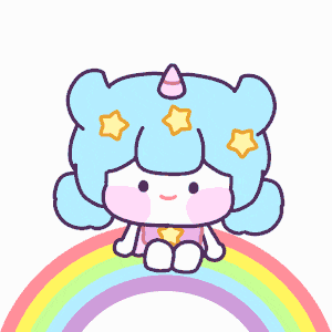 a unicorn sitting on a rainbow with stars on her hair