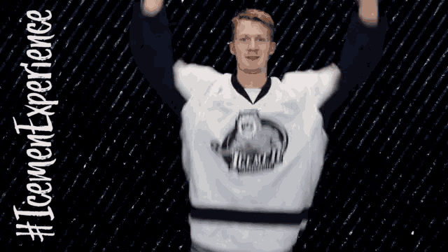 a man wearing a jersey that says ' icemen experience ' on it