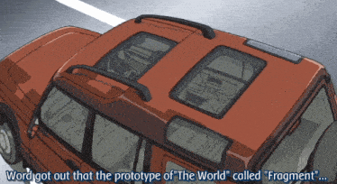 a red car with the words " word got out that the prototype of " the world " called " fragment " below it