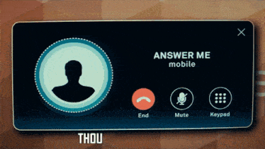a phone screen that says answer me mobile and thou at the bottom