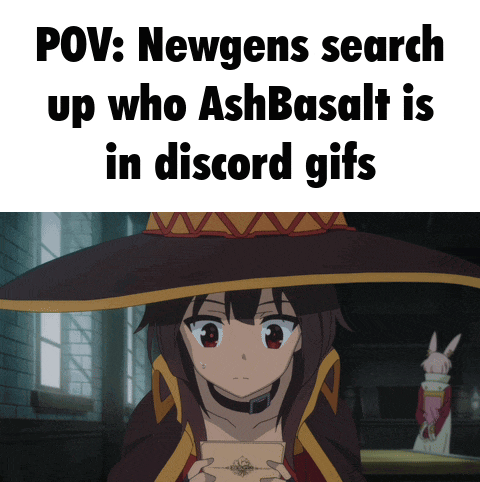 a picture of a girl in a witch hat with the caption " newgens search up who ashbasalt is in discord gif