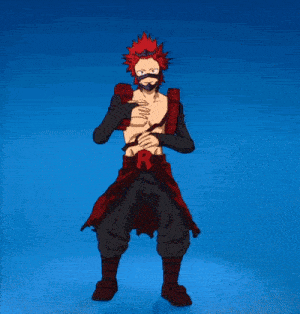 a cartoon character with red hair and a beard is dancing in front of a blue background .