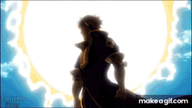 a gif of a man standing in front of a bright light with the words make a gif.com below him
