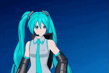 hatsune miku is a female anime character with blue hair and blue eyes