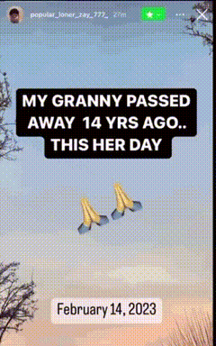 a screenshot of a post that says my granny passed away 14 yrs ago this her day