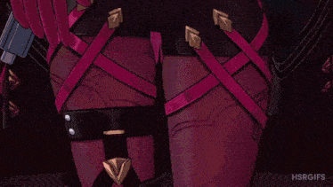 a close up of a person holding a gun with a hsrgifs watermark on the bottom right