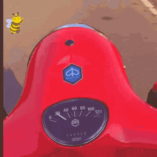 a cartoon bee is flying over a field