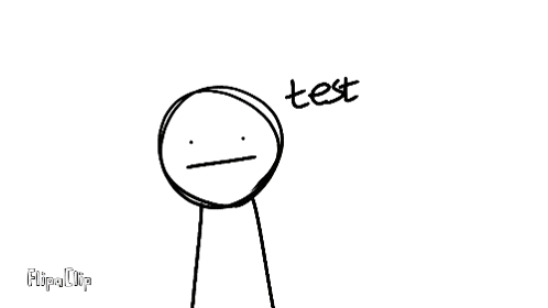 a black and white drawing of a stick figure with the word test written on it 's head .