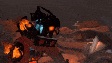 a video game character is being attacked by a robot