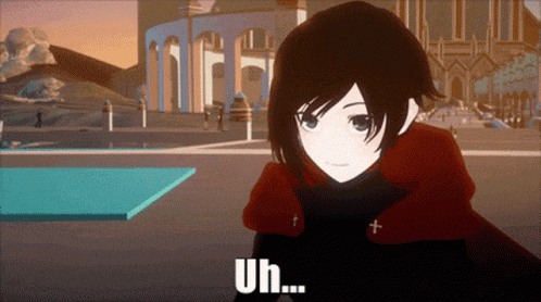 a girl in a red coat says uh in a video game