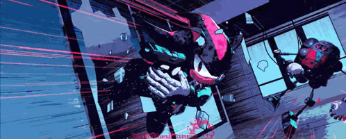 a cartoon drawing of a shadow the hedgehog flying through a room