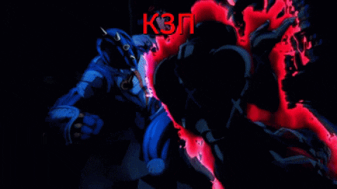 a cartoon character is being attacked by another character with k3n written on the bottom