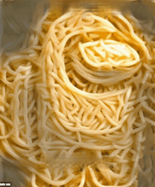 a close up of a pile of noodles that looks like a bird nest