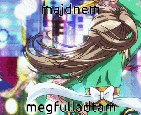 a picture of a girl with the words majdnem megfulladtam written on it
