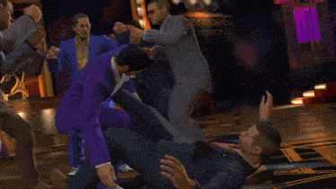 a computer generated image of a group of men in suits