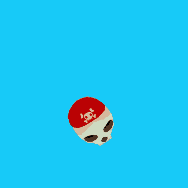 a cartoon skull wearing a red pirate hat